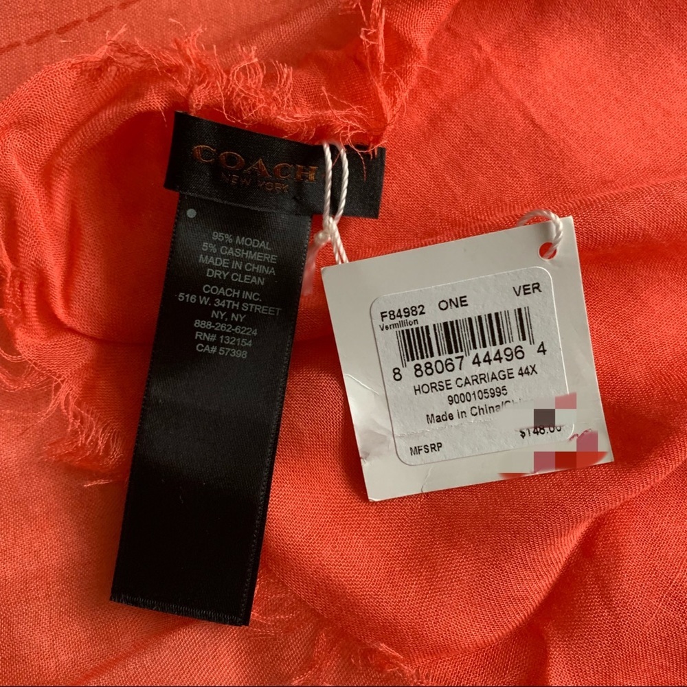 NWT Authentic Coach Cashmere Blend Scarf Shawl - Picture 6 of 6